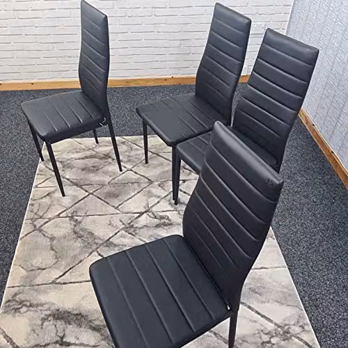 Kosy Koala Set of 4 Modern Faux Leather Dining Chairs in Black – 4
