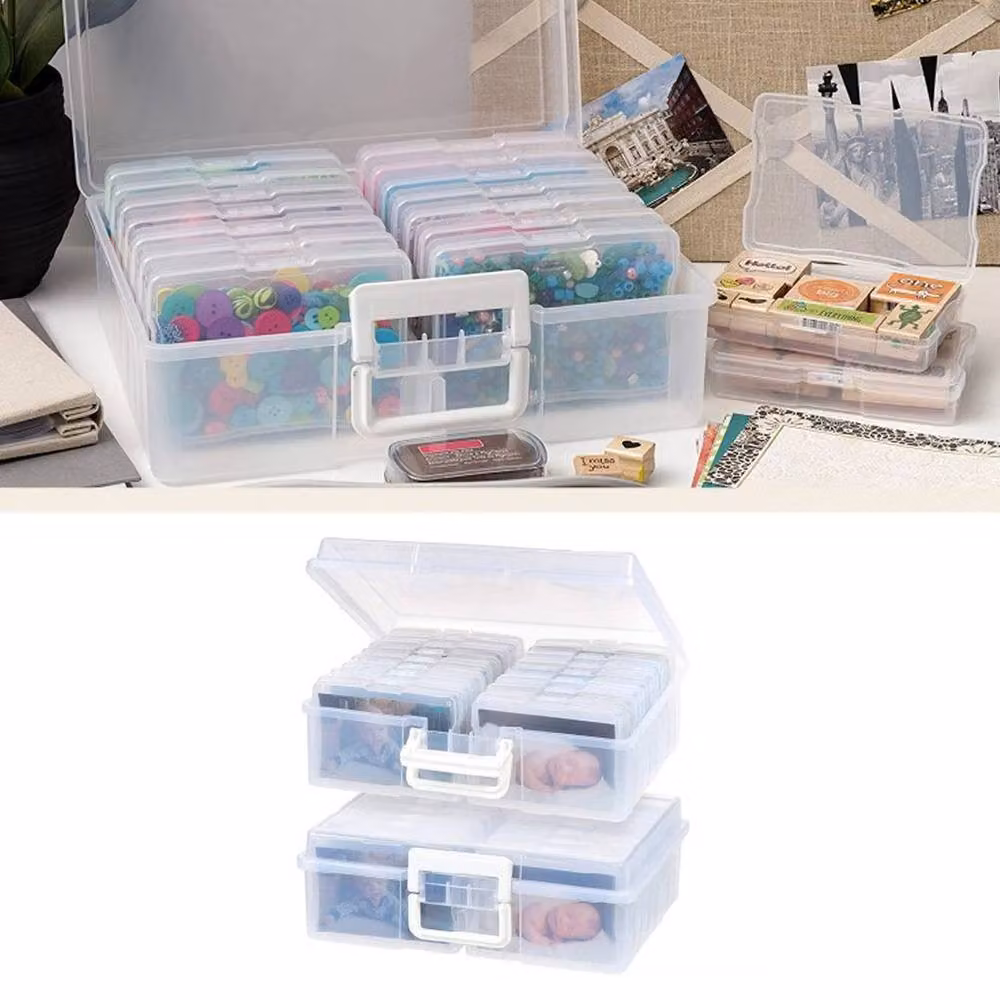 EONLION XL Jumbo Photo Storage Box 1600 4x6 Picture Album Organiser in Clear, Width: 50 cm – 3