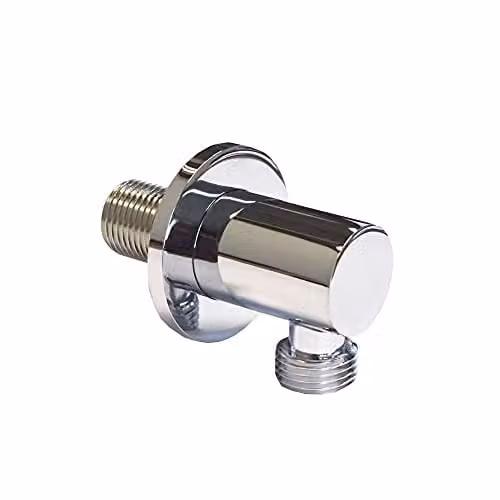 Nes Home Round Chrome Wall Outlet Elbow Hose Connector in Silver