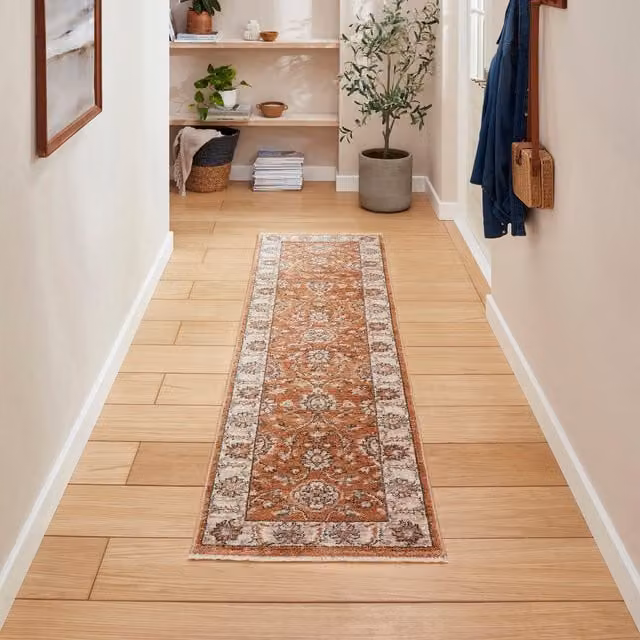 Terrys Vintage Machine Woven Rectangular Runner in Orange and Brown, W: 60 cm, L: 230 cm