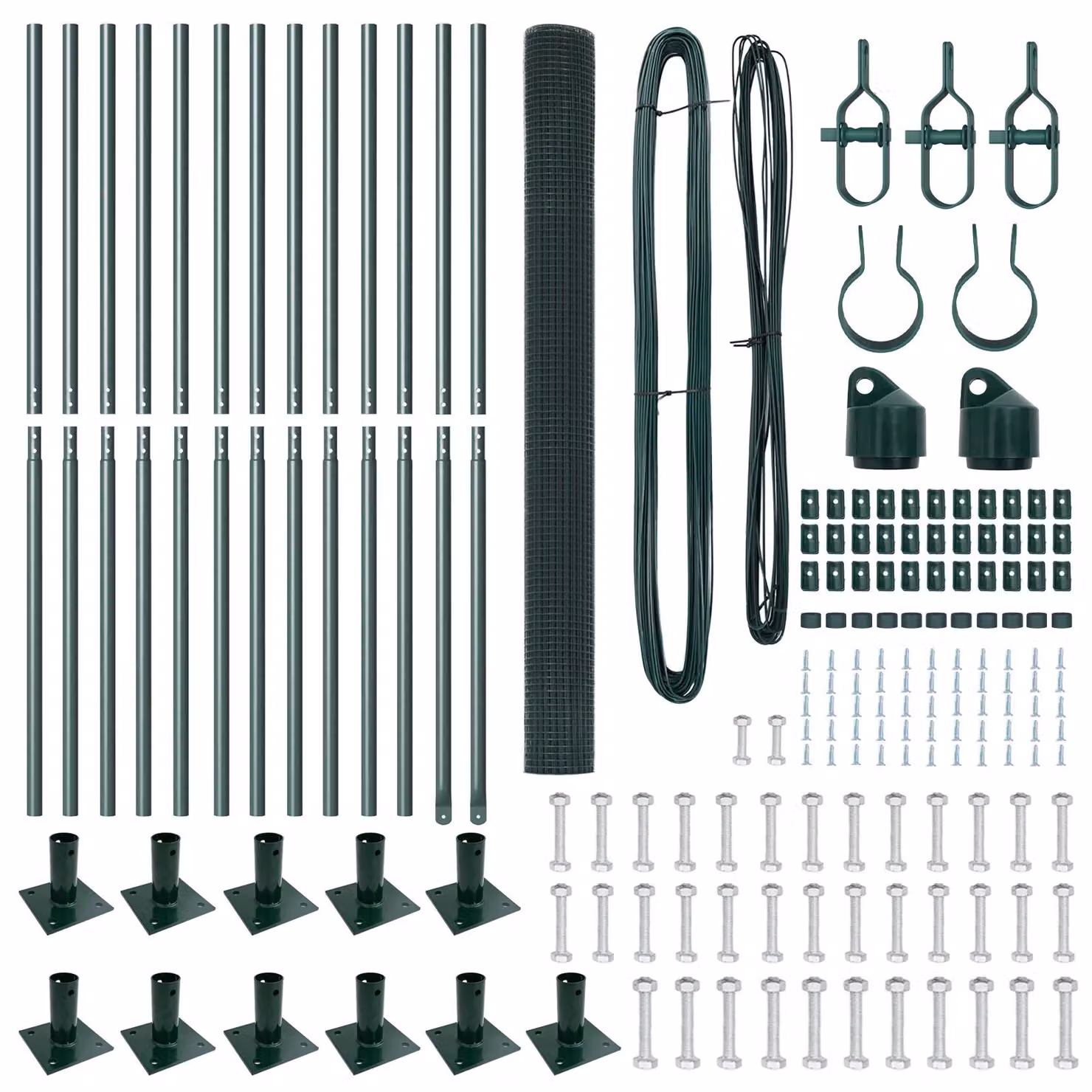 Berkfield Home Green Steel Welded Wire Fence with 13 Flanged Posts, W: 25 m, H: 1.4 m – 4