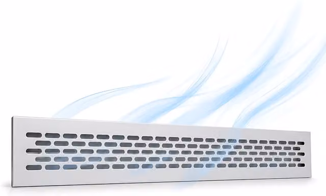 Sola Rectangular Metal Ventilation Grille in Silver Matt, W/H: 48.5 x 6 cm