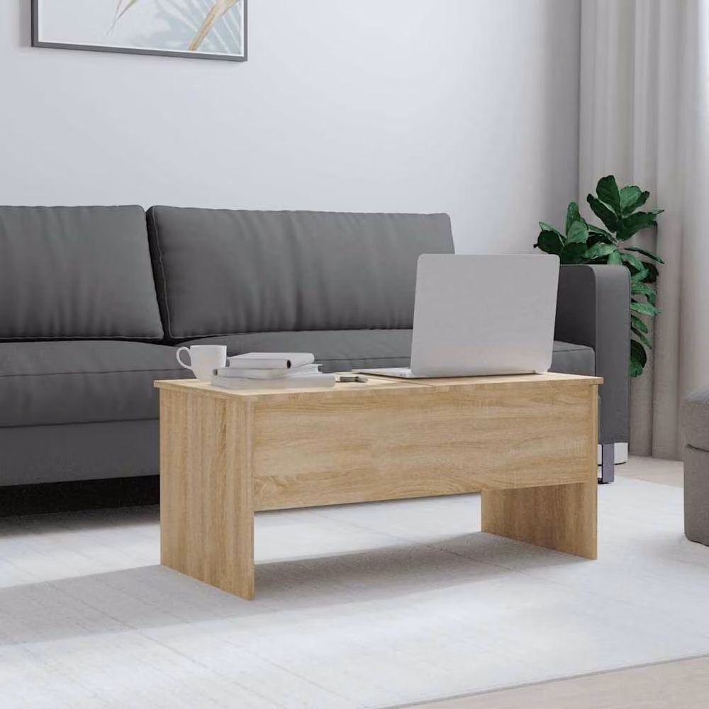 Berkfield Home Sonoma Oak Coffee Table in Brown, W: 102 cm, D: 50.5 cm, H: 46.5 cm – 2