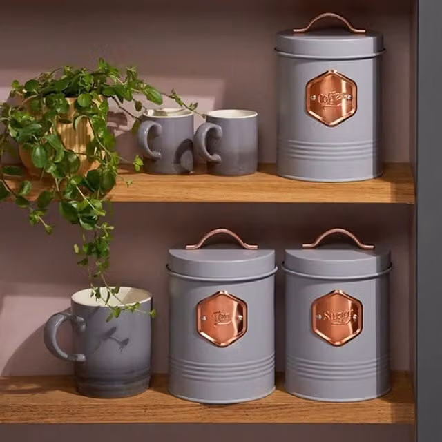 Cooks Professional Solid Metal Kitchen Storage Set in Grey, Width: 25 cm