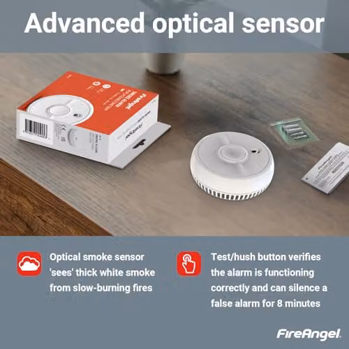 FireAngel Twin Pack White Battery Powered Optical Smoke Alarms – 4
