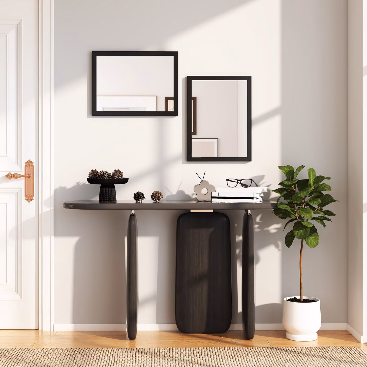 HOMCOM Set of 2 Classic Rectangular Wall-Mounted Glass Mirrors, Black, W: 30 cm, H: 40 cm – 5