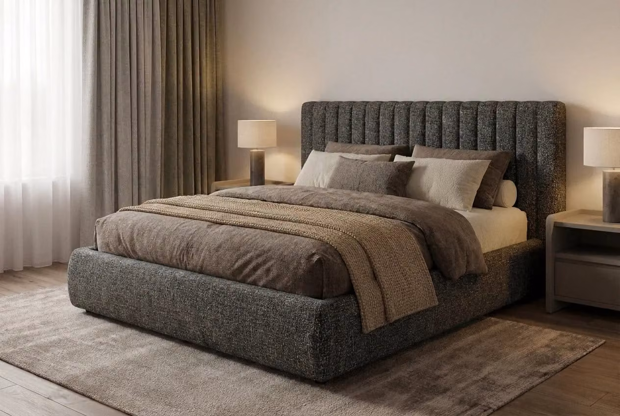 Araco Atelier Haven Upholstered Bed in Grey