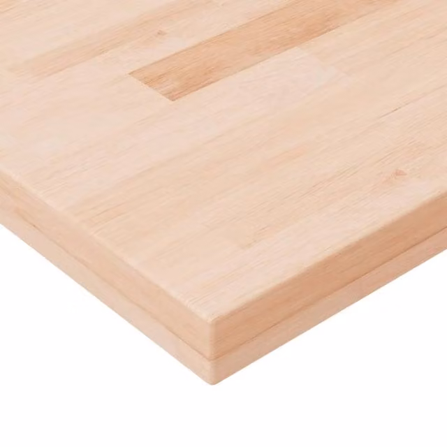 Berkfield Home Untreated Solid Oak Shelf Board in Light Oak, W/D/H: 100 x 20 x 4 cm