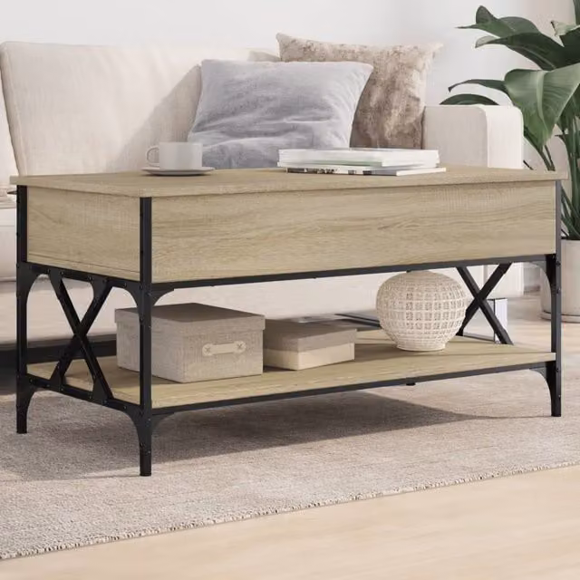 Berkfield Home Sonoma Oak Coffee Table in Brown with Lift Mechanism, W/D/H: 100 x 50 x 50 cm