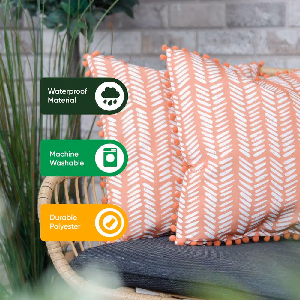 Gardenwize Pack of 2 Square Outdoor Scatter Cushions in Orange Floral Design – 4