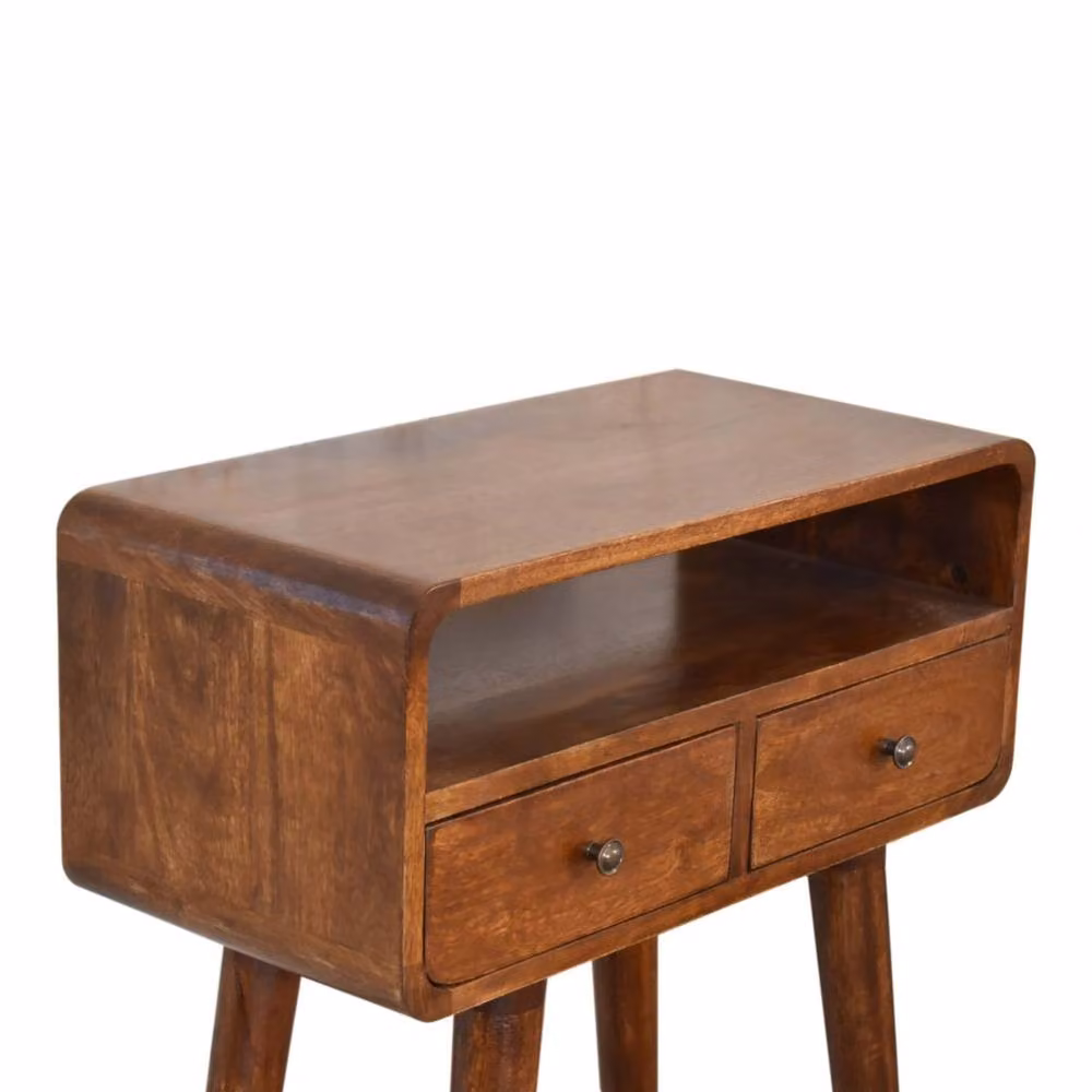 Wyld Haus Venzone Mini Console Table in Brown Mango Wood with 2 Drawers and Open Shelf – 4