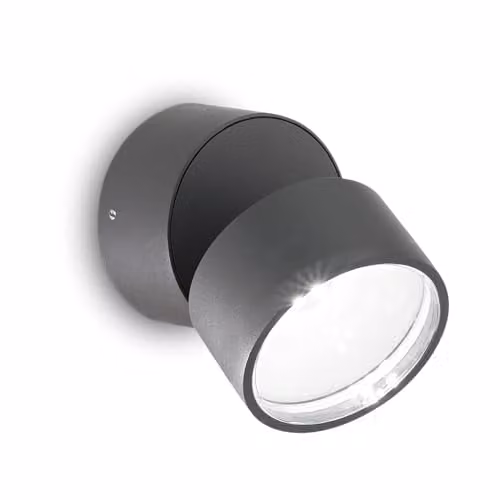 Netlighting Omega Round Single Adjustable Spotlight in Anthracite and Black, IP54, 3000K Warm White