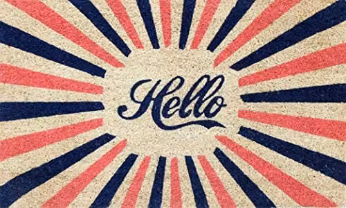 Coco&Coir Hello Dazzle Urban Themed Coir Door Mat, Brown and Multicolour, W: 45 cm, D: 75 cm, H: 1.5 cm