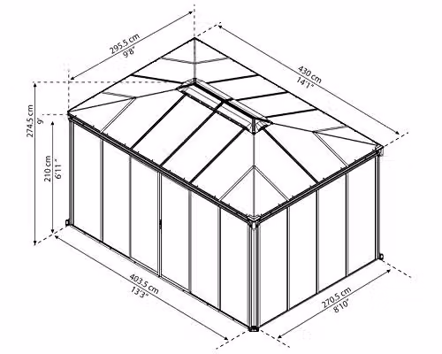 Palram Ledro 4300 Enclosed Garden Gazebo in Grey with Polycarbonate Roof, W/D/H: 295.5 x 430 x 274.5 cm – 6
