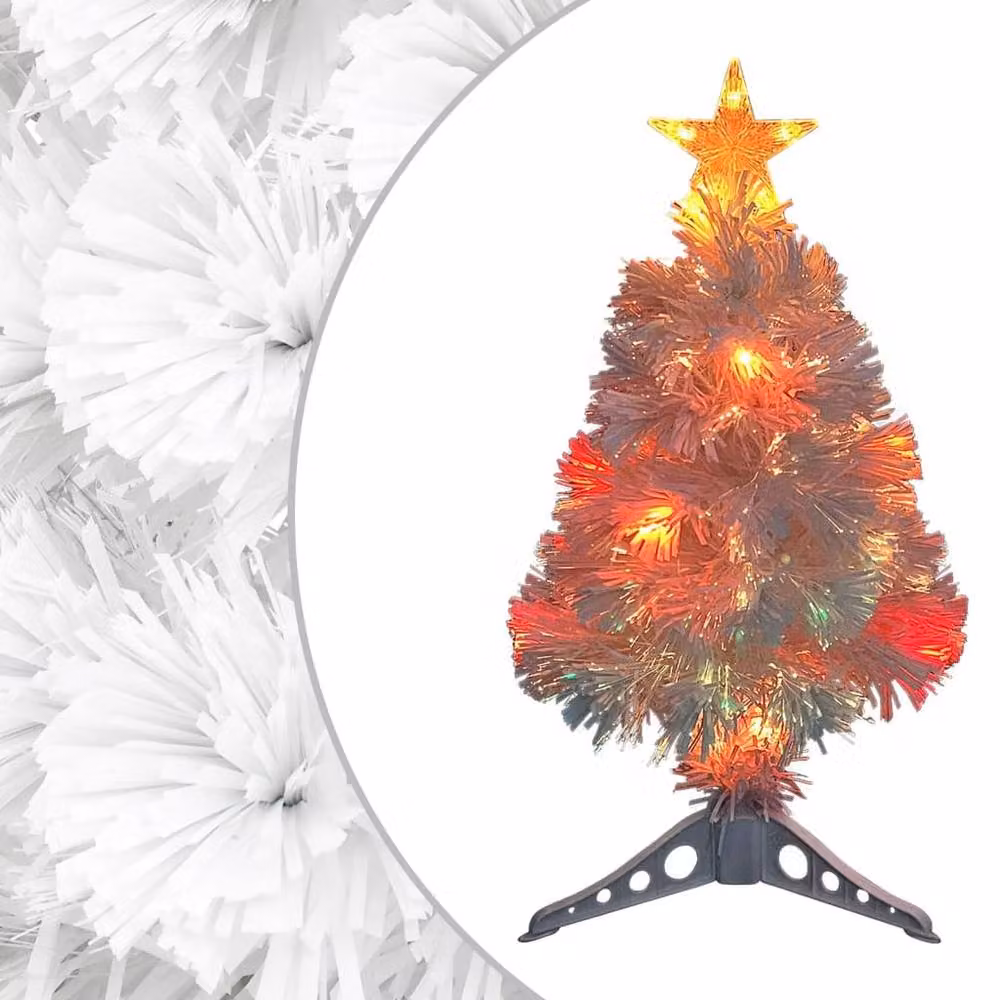 Berkfield Home Beautiful White Artificial Pre-lit Tabletop Christmas Tree with Fibre Optics, Height: 64 cm – 2