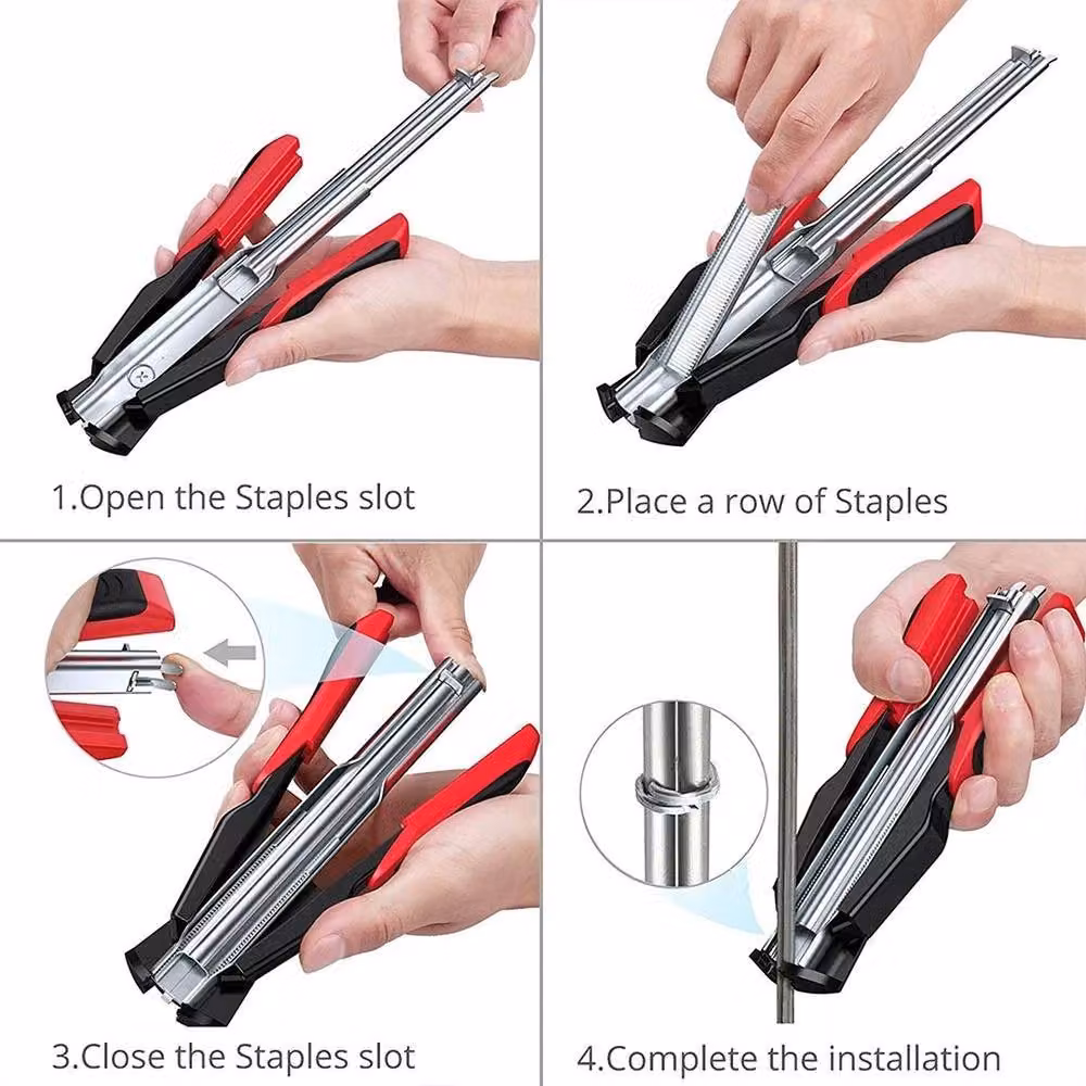 NESTLUNE Hog Ring Pliers in Red with 400 Rings for Cage Mesh and DIY Decor – 4