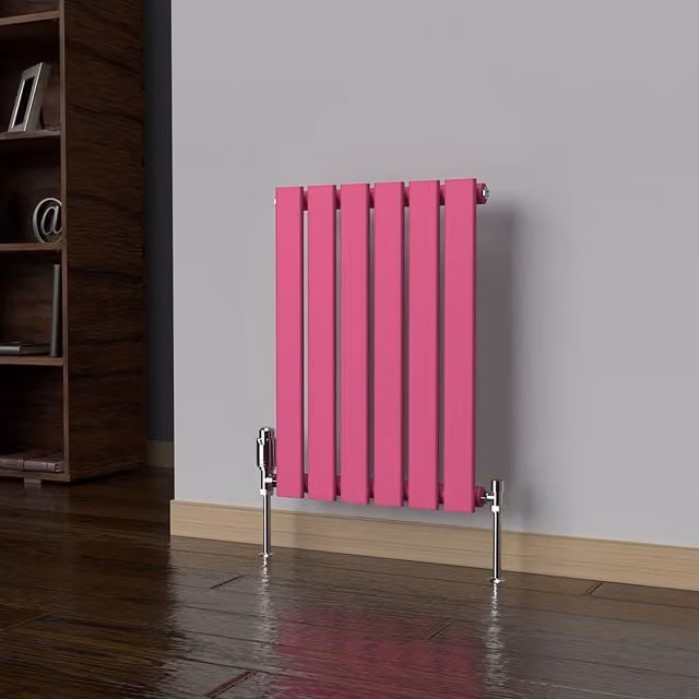 Lux Heat Flat Horizontal Coloured Steel Radiator in Barbie Pink, W: 60 cm, H: 42 cm