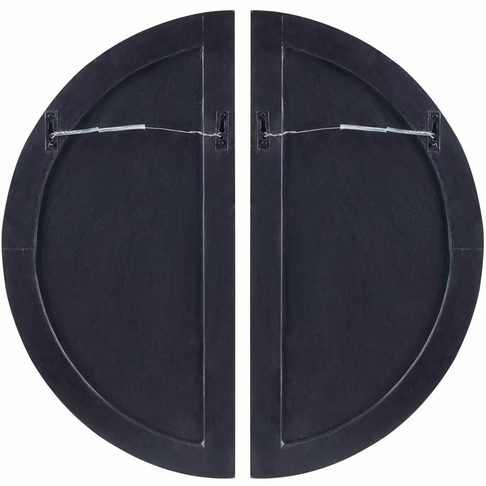 Wyld and Coco Black and White Geometric Glass and Wood Half Circle Wall Art – 3