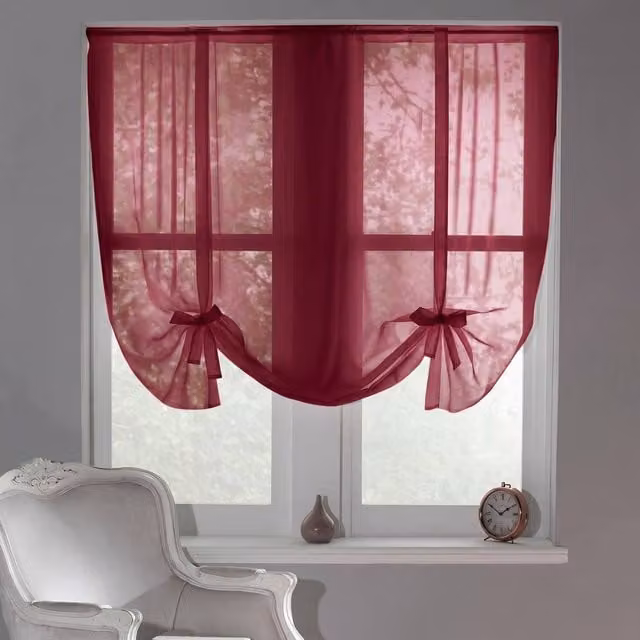 Luxury Living Sheer Red Voile Tie Up Curtain Blind, Width: 228 cm, Drop: 137 cm – 2