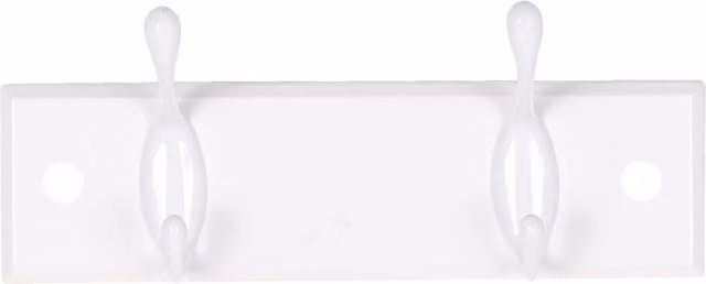 Decorails White Standard Rail with 2 Chrome Hooks