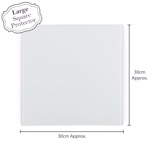 Purely Home Christmas Shopping Large Square Glass Worktop Protector with Non-Slip Feet, Multicolour, W: 30 cm x D: 30 cm