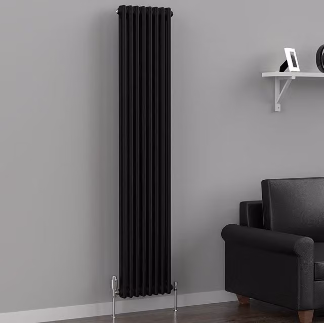 Lux Heat Vertical Coloured Column Radiator in Space Black, H 180 cm x W 38 cm