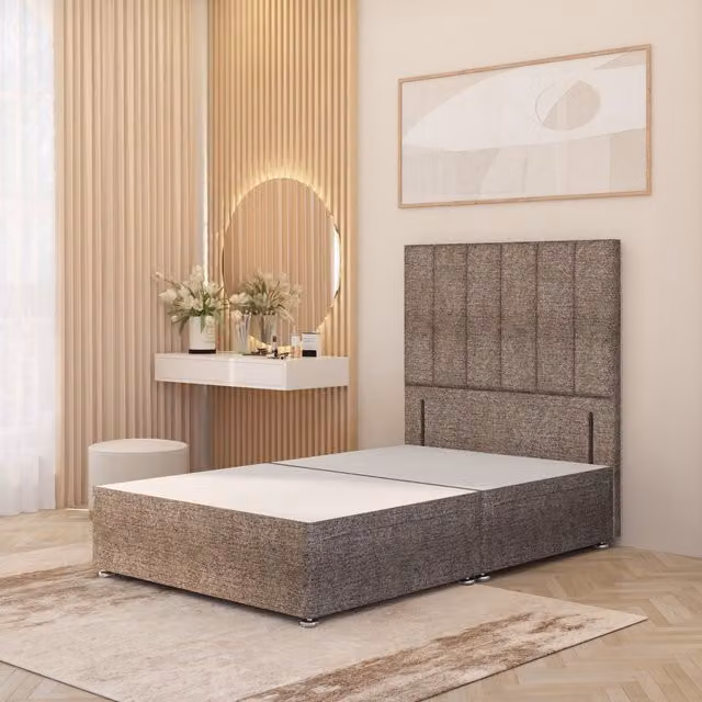 Somnior Beds Ltd Modern Upholstered Velvet Bed Frame and Headboard in Brown, W/D: 90 x 190 cm