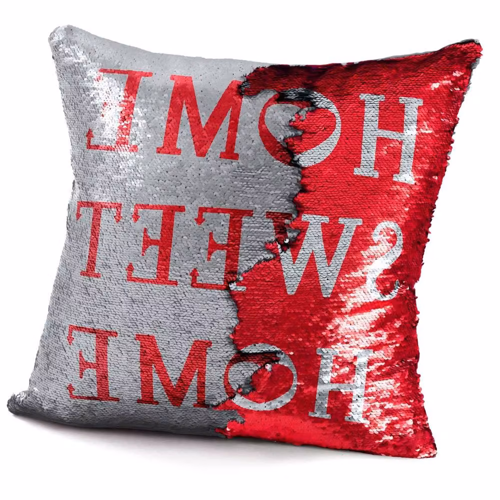 Velosso Home Sweet Home Mermaid Filled Cushion in Red with Two Tone Sequins, W/D/H: 43 x 43 x 43 cm – 2