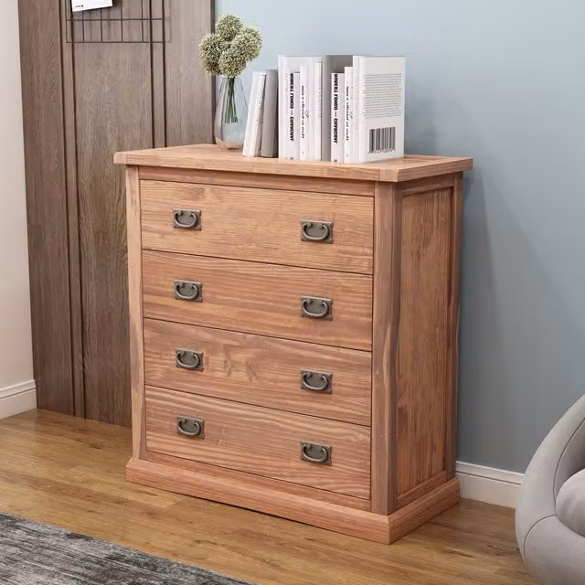 Cabinet Bits Tirolo 4 Drawer Chest of Drawers in Brown Pine Wood – 1