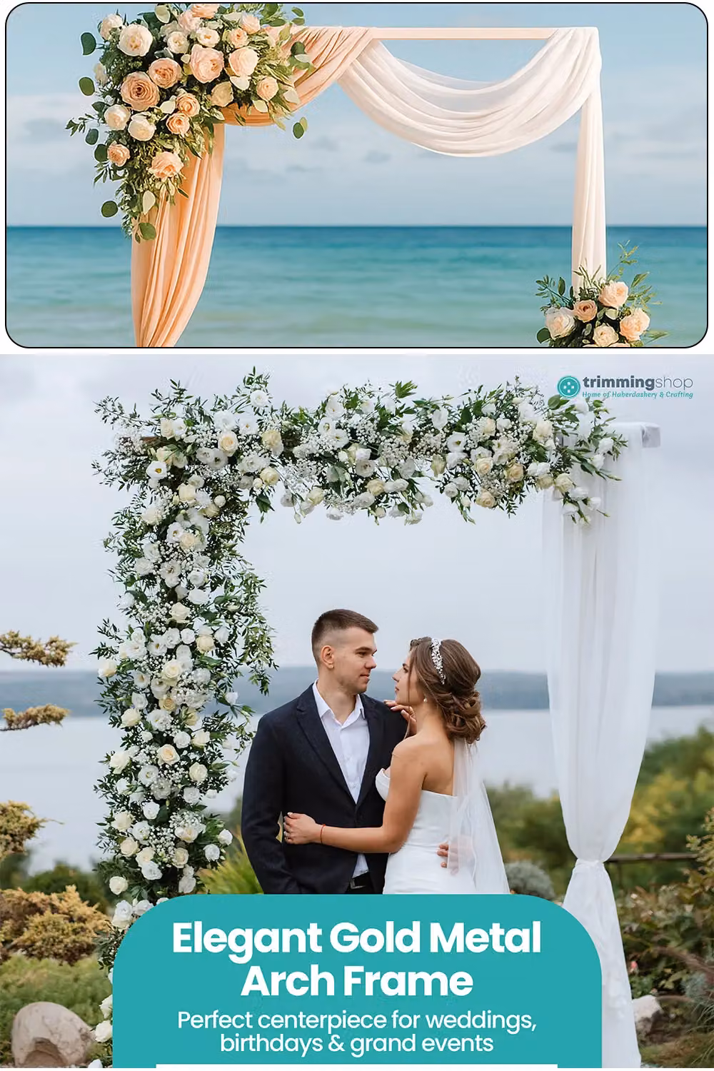 Neel Blue White Metal Rectangle Arch Backdrop Stand with Base, H 200 cm x W 150 cm – 3