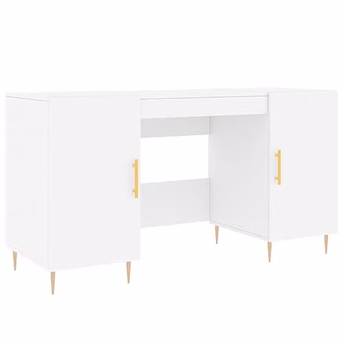vidaXL Modern White Writing Desk with MDF Laminate Finish, W: 140 cm, D: 50 cm, H: 75 cm – 1