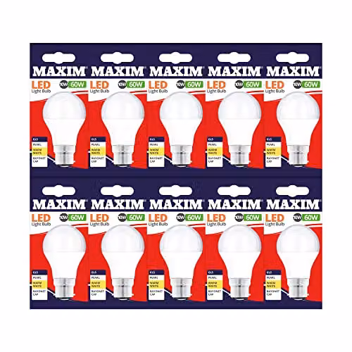 kenable Maxim 10 Pack 9W Warm White LED B22 Bayonet GLS Light Bulbs – 3