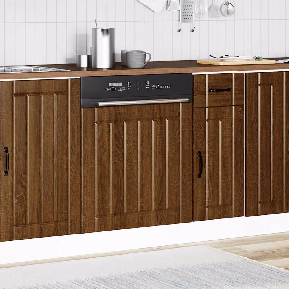 Berkfield Home Lucca Dishwasher Panel in Brown Oak Engineered Wood – 2