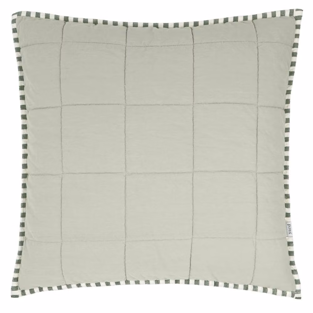 Yard Hebden Striped Square Cotton Cushion in Green, W/D/H: 55 x 55 x 55 cm – 1