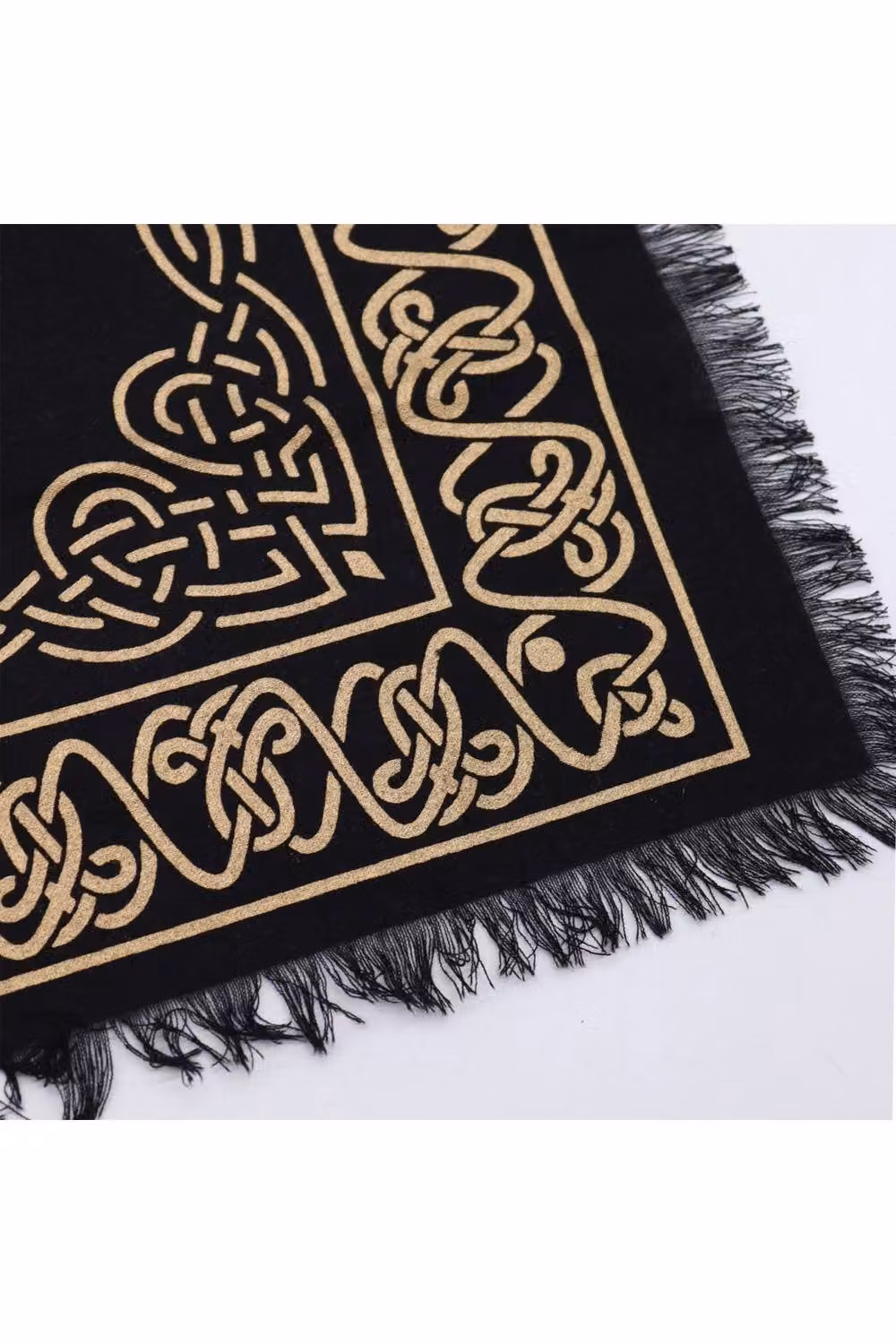 KDMD Esoteric Fringed Altar Cloth with Pentagon Design in Black – 2