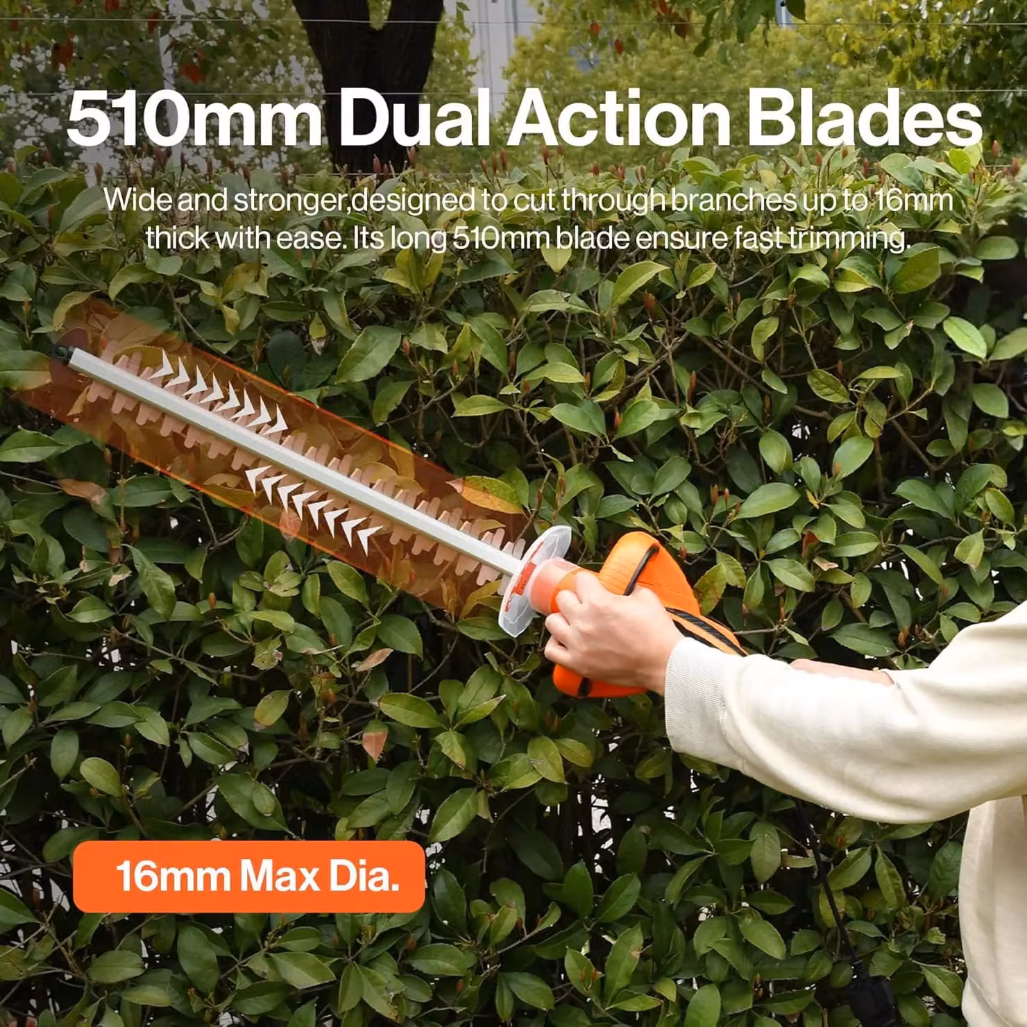 Superhandy 600W Electric Reciprocating Hedge Trimmer, Orange – 4