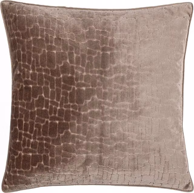 Make It A Home Bloomsbury Cut Velvet Piped Square Cushion in Beige