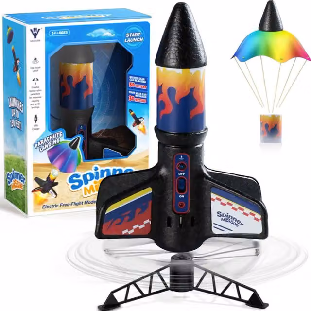 Kidkid Electric Spinner Rocket Launcher Toy in Black