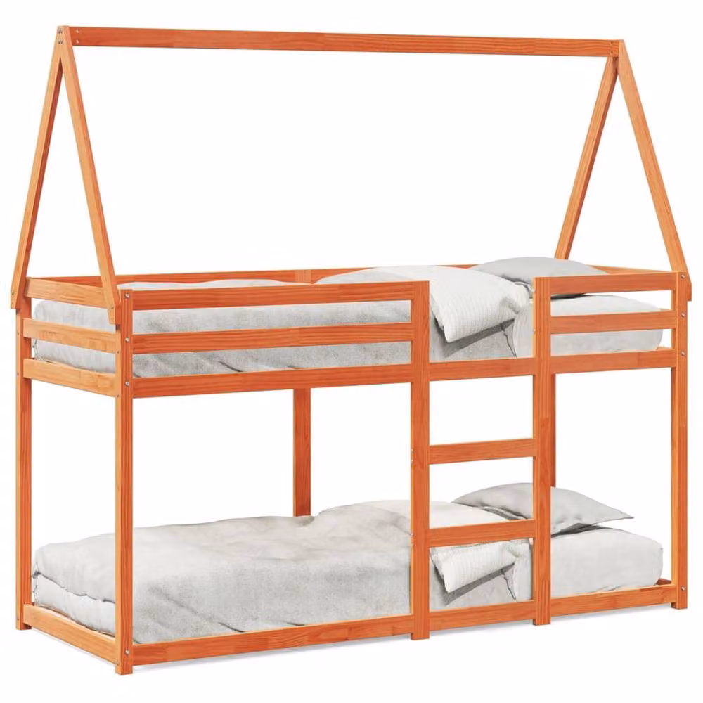 Berkfield Home Rustic Wax Brown Solid Wood Pine Bunk Bed W/D/H: 90 x 200 cm – 2