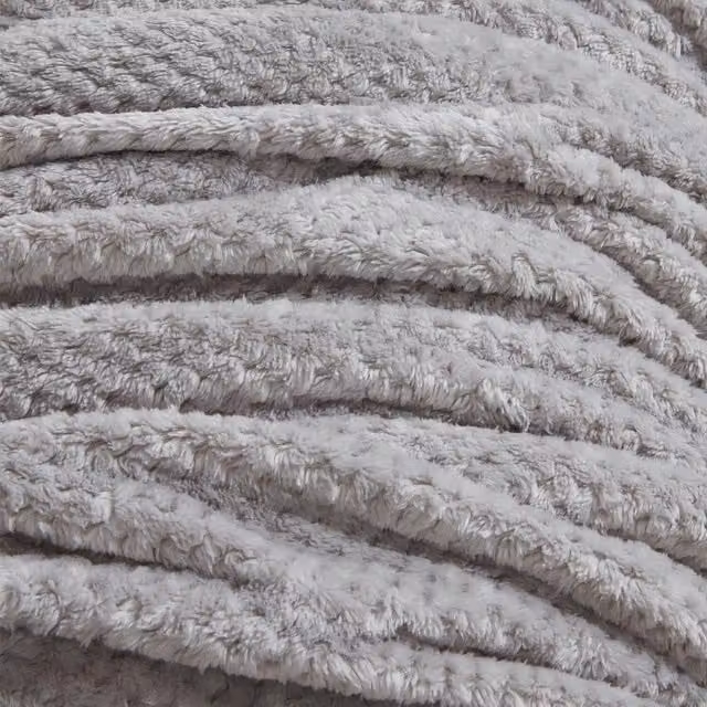 OHS Luxury Large Waffle Honeycomb Mink Throw in Grey/Silver, W/D/H: 200 x 240 cm – 1