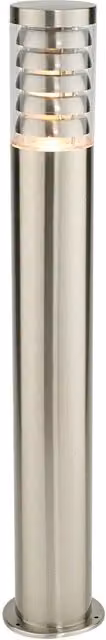 Loops Modern LED Outdoor Garden Bollard Light in Silver Stainless Steel, Height: 80 cm, IP44