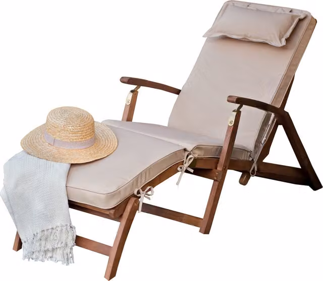Gardenista Rectangular Outdoor Replacement Sun Lounger Cushion in Beige Polyester