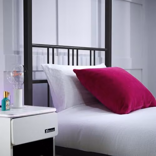 X-Rocker FERN Black Metal Four Poster Canopy Bed Frame with Dimmable LED Lighting, Single 3ft, W/D/H: 90 x 190 x 183 cm – 5