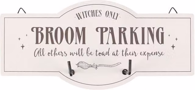 Kingsbury Gifts White Wooden Broom Parking Hook Sign