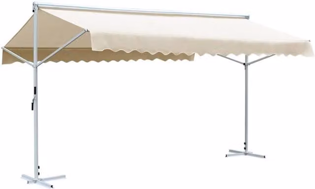Berkfield Home Free Standing Cantilever Awning in Beige, W: 600 cm, D: 300 cm