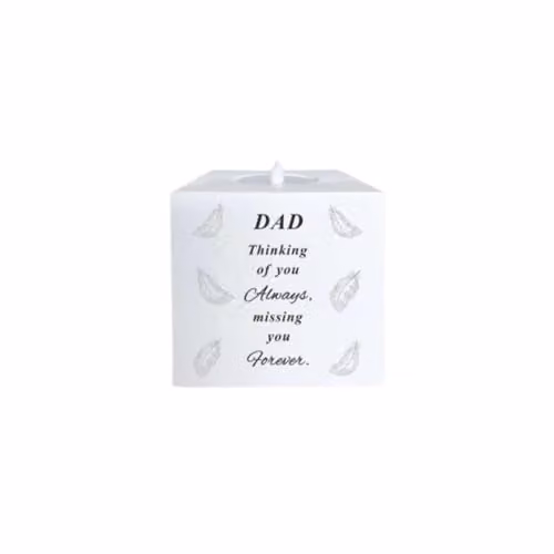 David Fischhoff Dad Memorial Feather LED Candle Holder in White