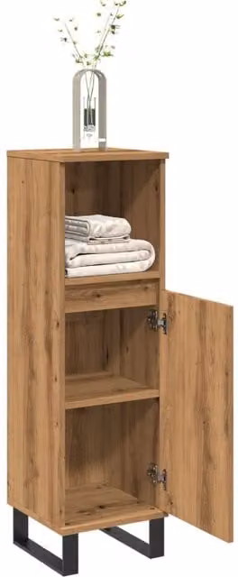 Berkfield Home Artisan Oak Bathroom Cabinet, Brown, W/D/H: 30 x 30 x 100 cm – 1