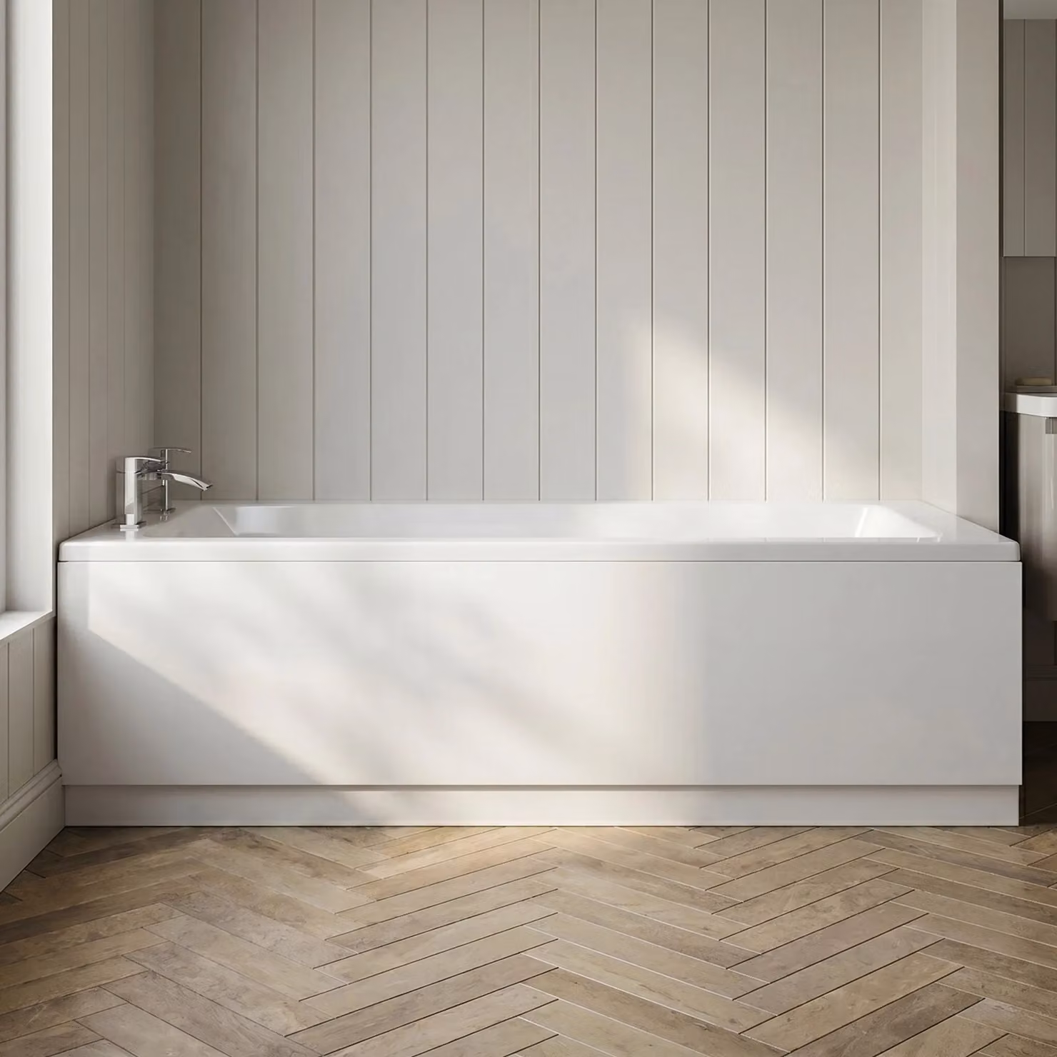 Balterley Straight Reversible Bath Front Panel and Plinth in White – 2