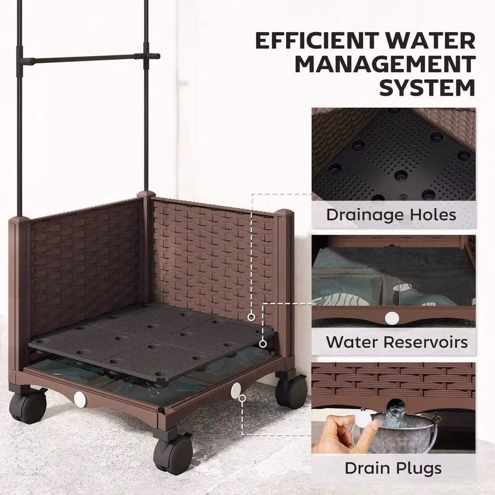 KORVIXA Raised Garden Bed with Trellis in Brown, W/D/H: 182 x 40 x 38 cm – 5