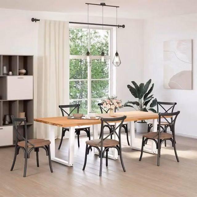 Berkfield Home V-Shape Dining Table Legs, 3 Piece Set, White Steel, H: 72-73.3 cm x W: 80 cm – 1